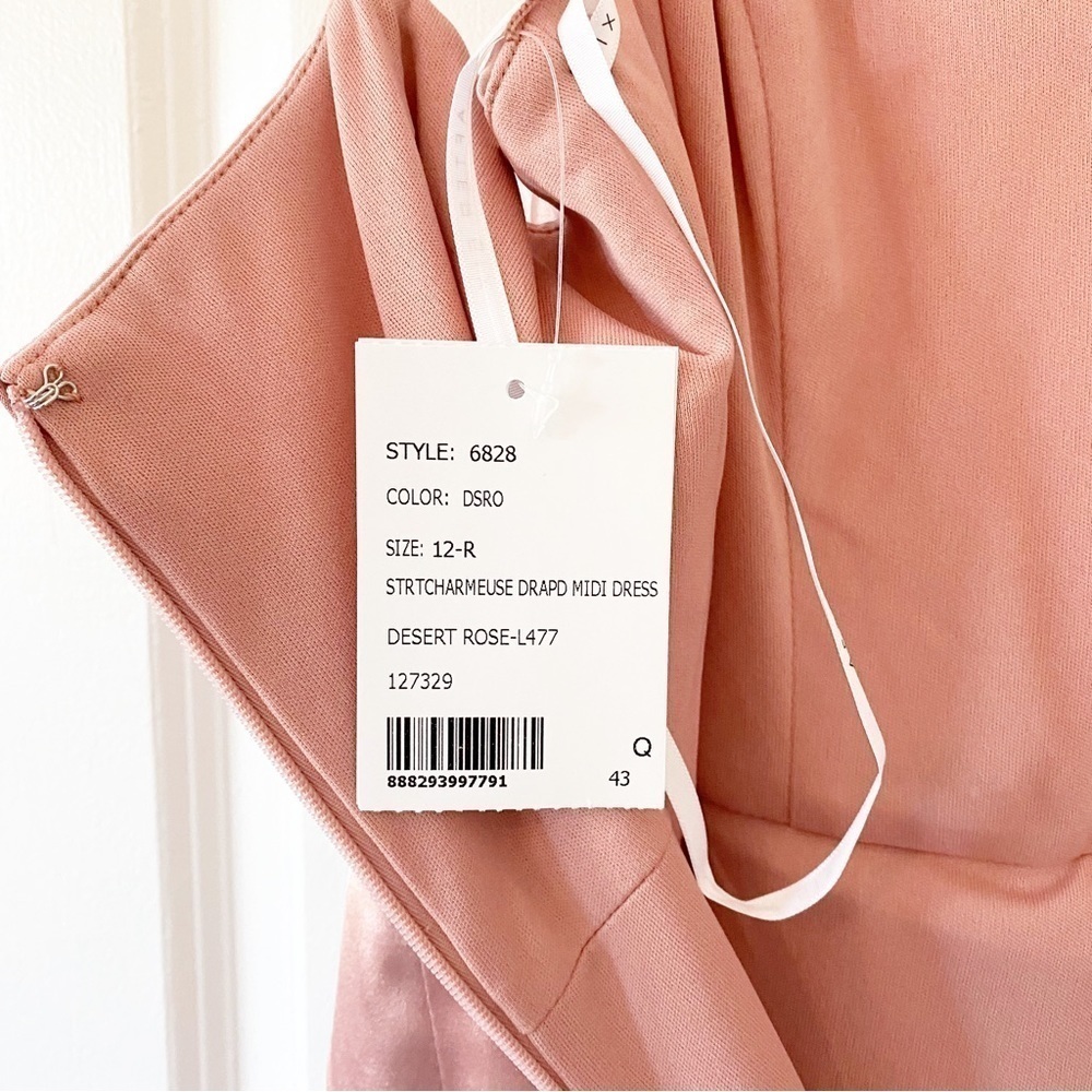 AFTER SIX Draped Desert Rose Satin Midi Formal Dress NWT - Picture 10 of 10